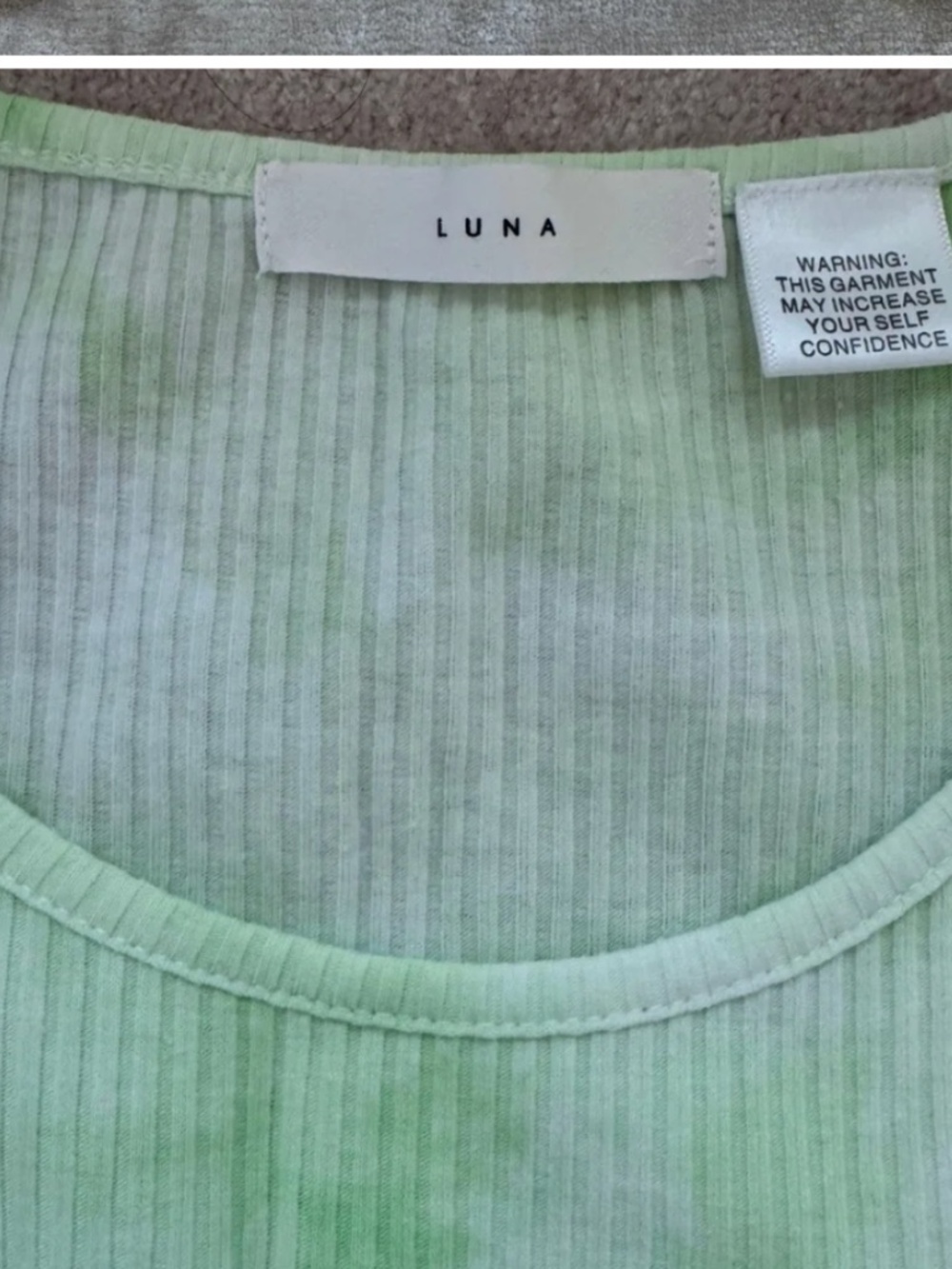 Green Tie-dye Ribbed Cropped Tank Top * accepting offers - Picture 2 of 3
